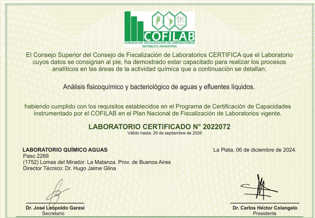 Certificado COFILAB - Ampliación de alcance
