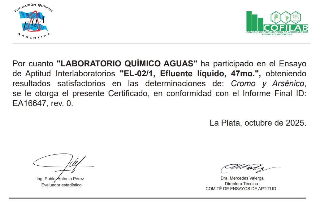 Laboratorio Químico Aguas Oct. 2025